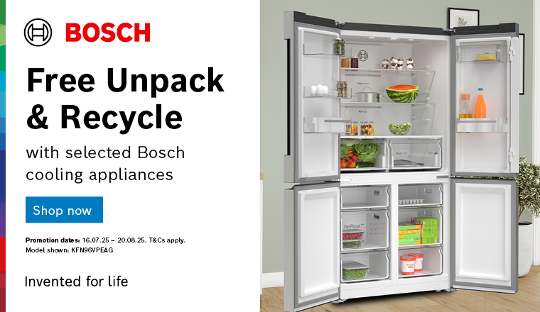 Free unpack and recycle with selected Bosch cooling appliances